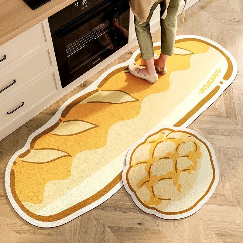 Charming Cartoon Bread Kitchen and Living Room Mat