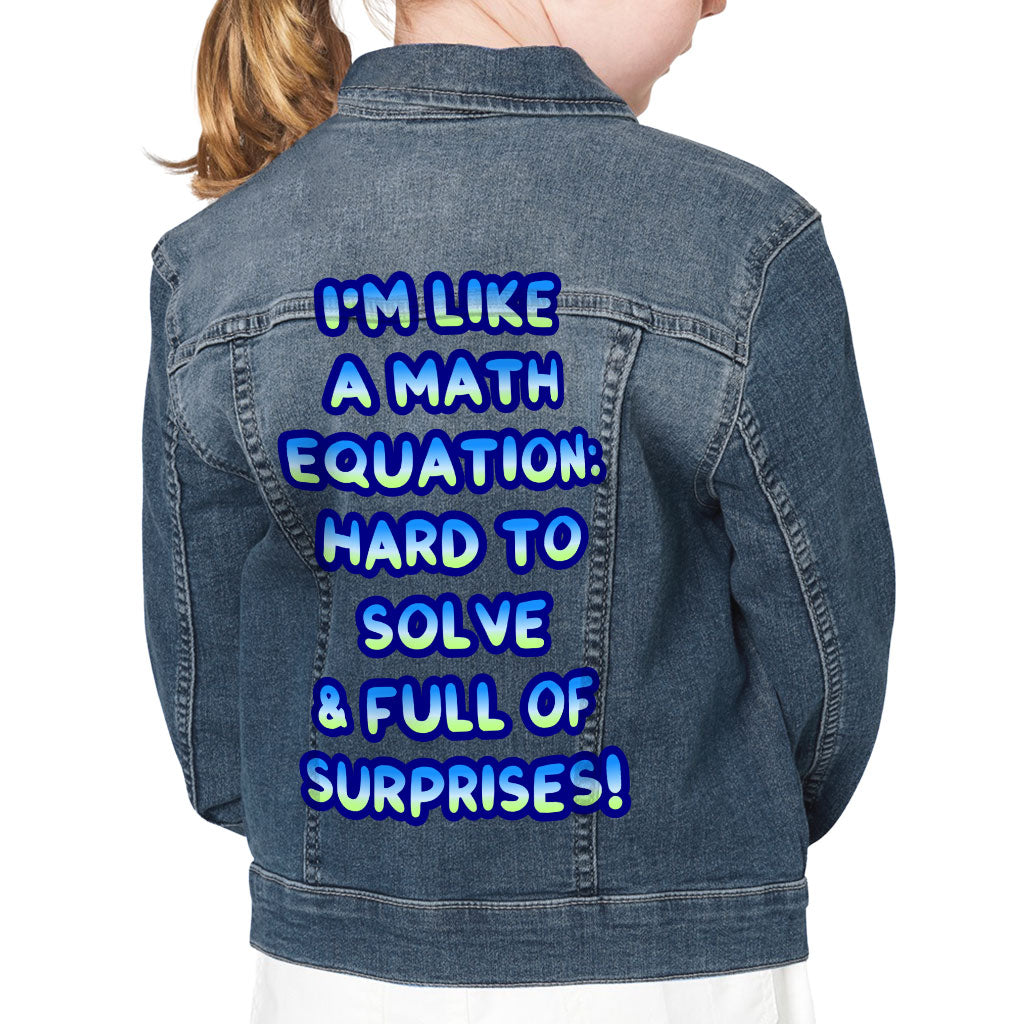 Funny Sarcastic Kids' Denim Jacket - Math Equation Jean Jacket - Themed Denim Jacket for Kids