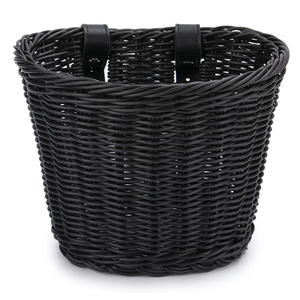 Handwoven PE Rattan Bicycle Basket