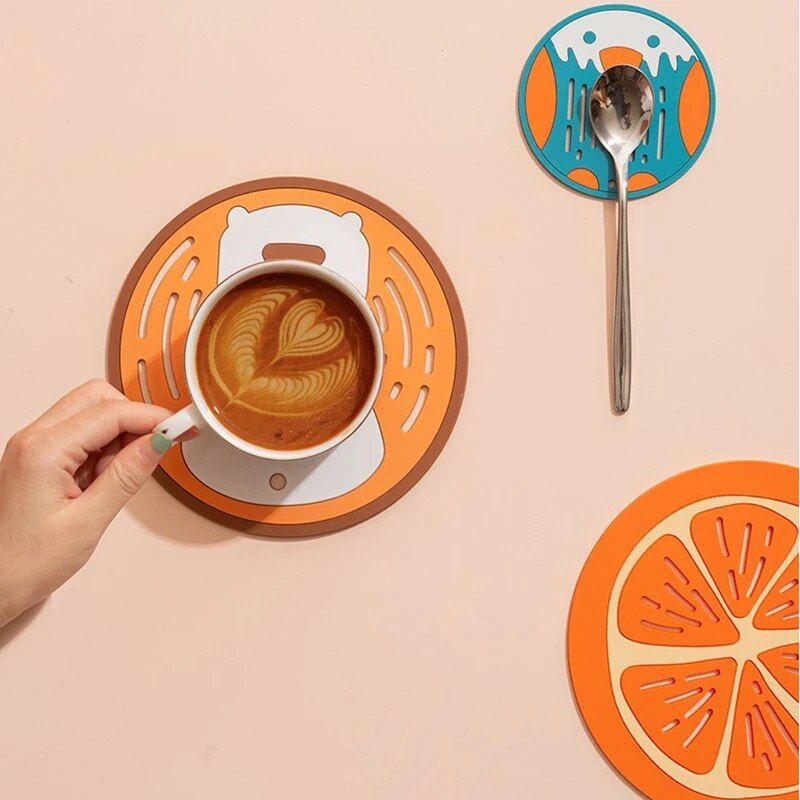 Cute Cartoon Silicone Trivet Mat - Colorful Heat Resistant Coasters