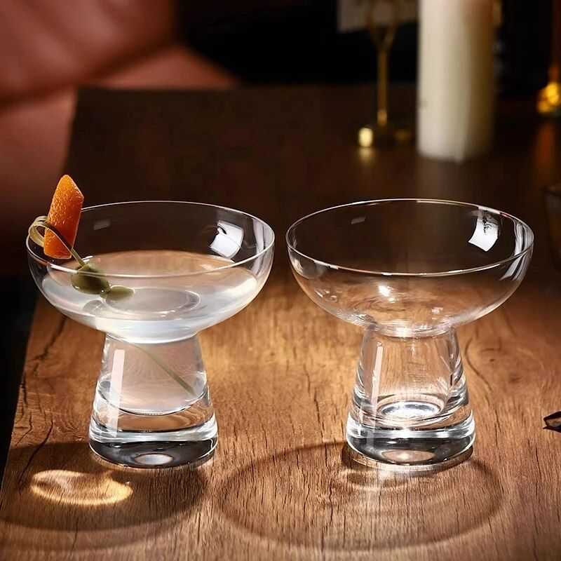 Elegant Transparent Flying Saucer Cocktail Glasses