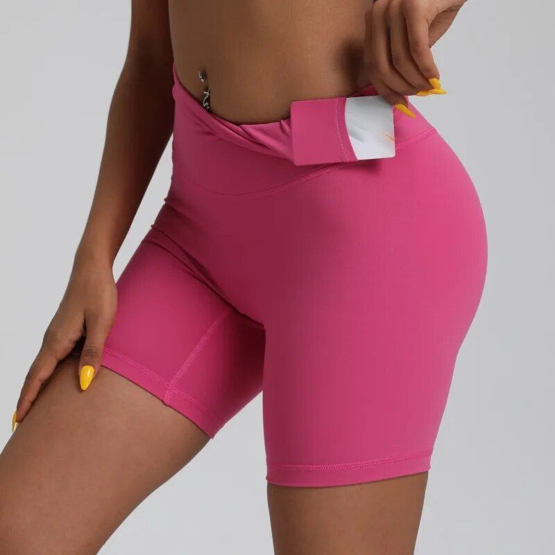 High-Waist Solid Yoga Shorts for Women