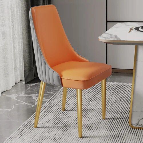 Elegant Modern Dining Chair with Gold Legs - Luxury Synthetic Leather Seating for Home and Events