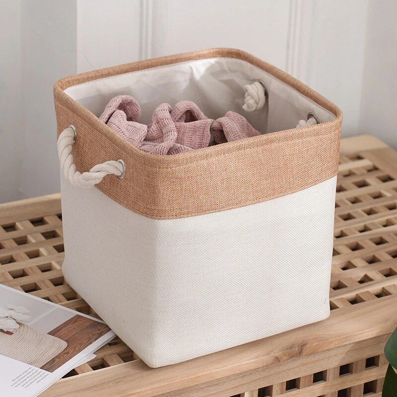 Versatile Large Linen Fabric Storage Basket: Space-Saving, Stylish, and Durable