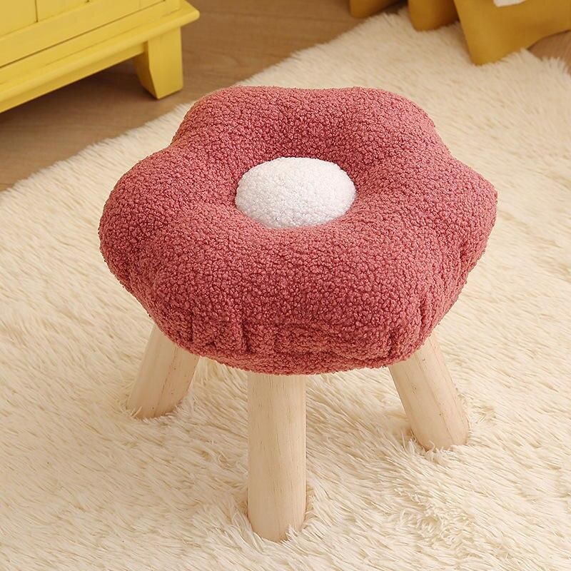 Colorful Flower-Shaped Wooden Stool Ottoman