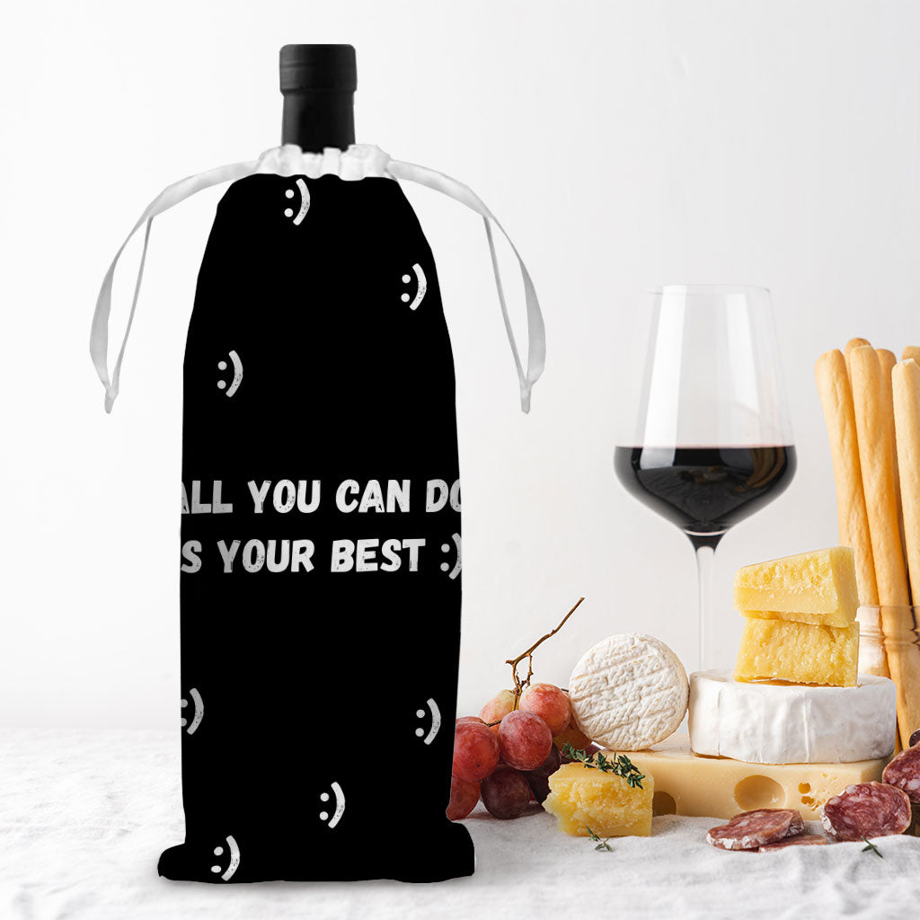 Motivational Wine Tote Bag - Best Quote Wine Tote Bag - Cool Print Wine Tote Bag