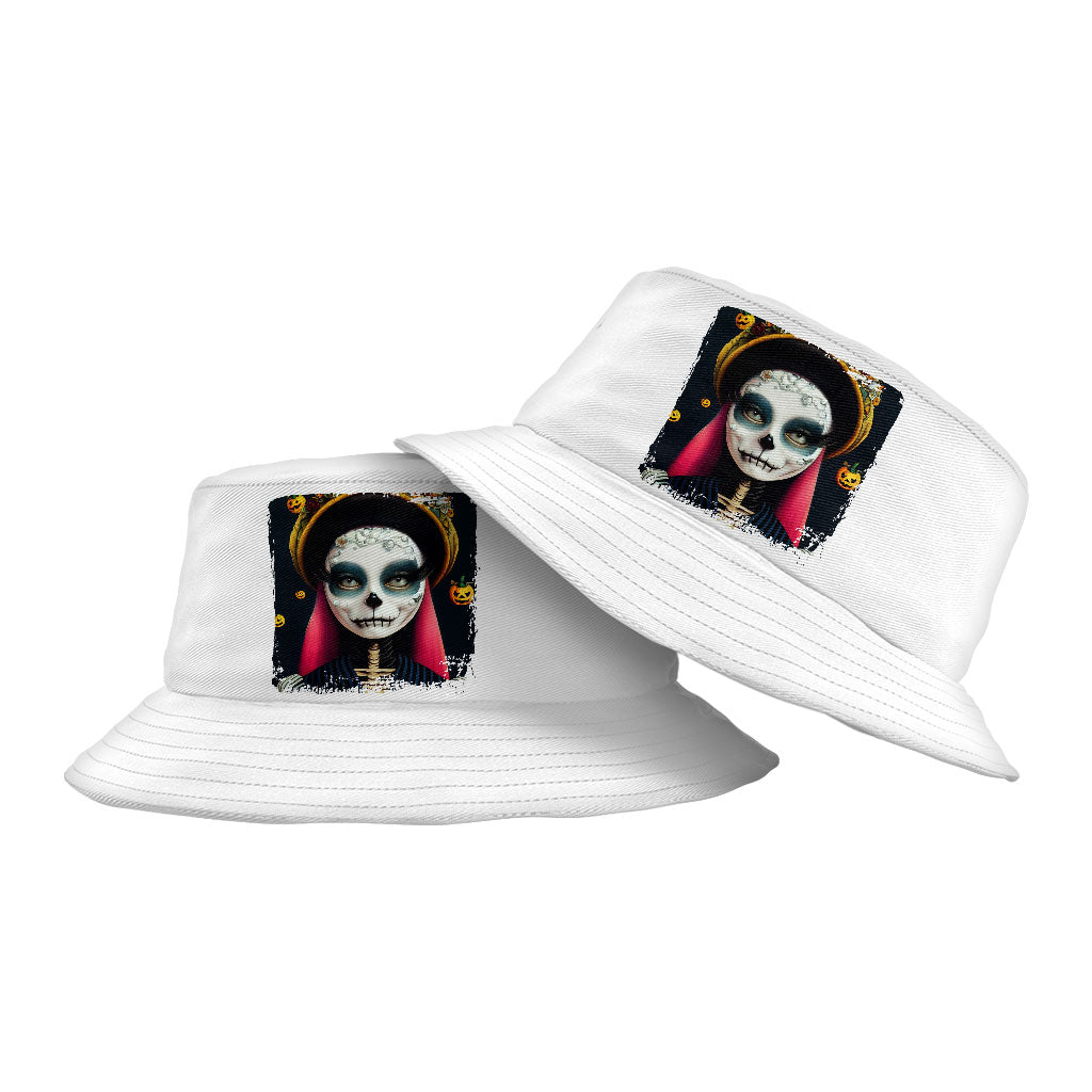 Skeleton Art Bucket Hat - Cartoon Girl Hat - Printed Bucket Hat