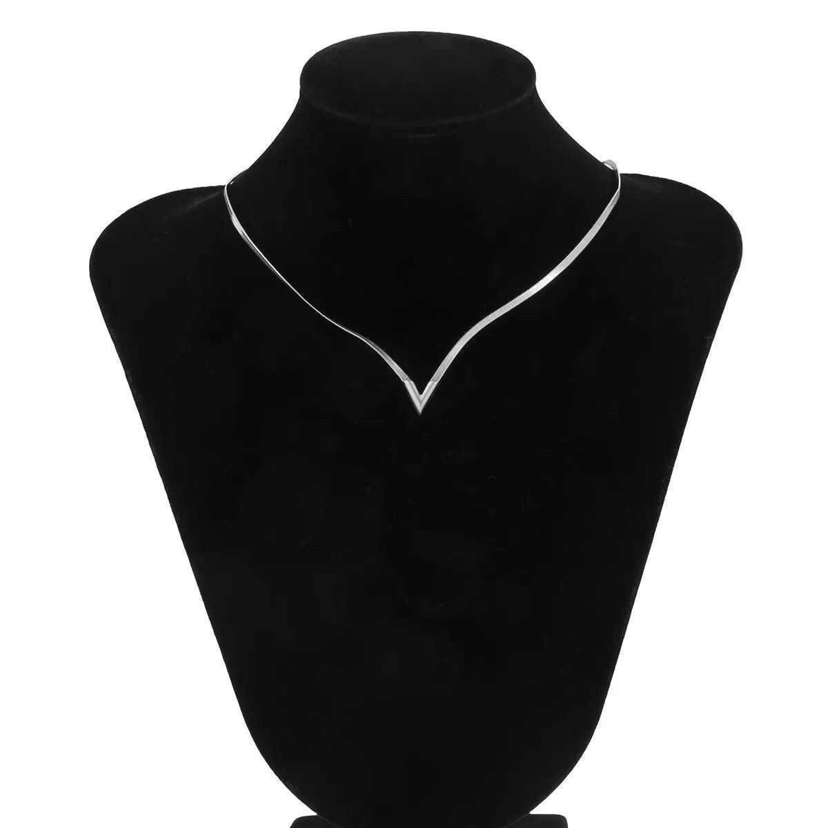 Trendy V-Shaped Flat Snake Chain Necklace