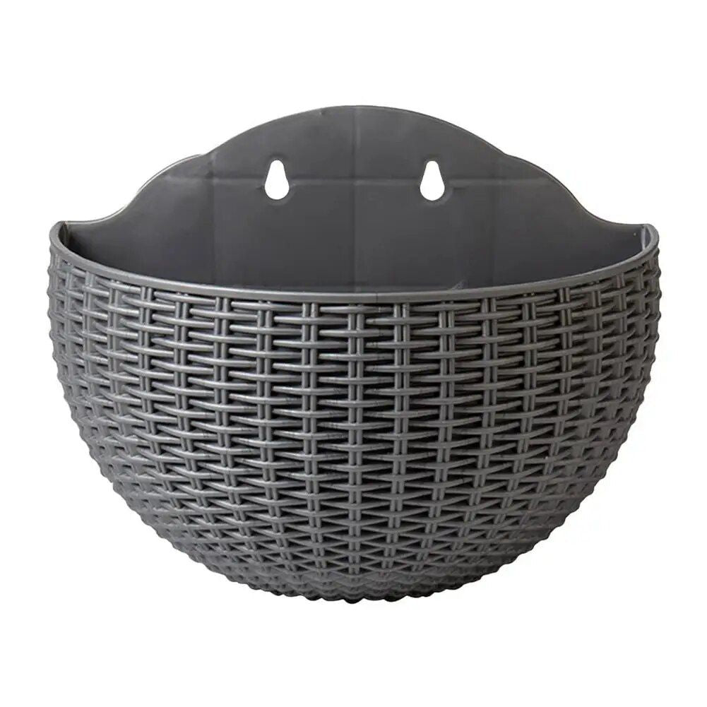 Elegant Semi-circular Rattan-Style Wall-Mounted Planter for Home and Garden