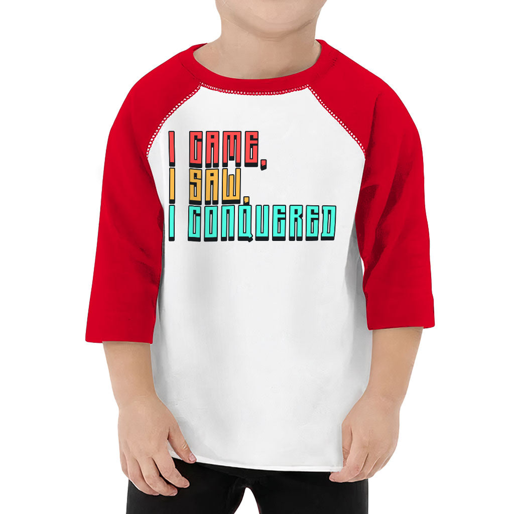 I Came I Saw I Conquered Toddler Baseball T-Shirt - Cool 3/4 Sleeve T-Shirt - Best Selling Kids' Baseball Tee