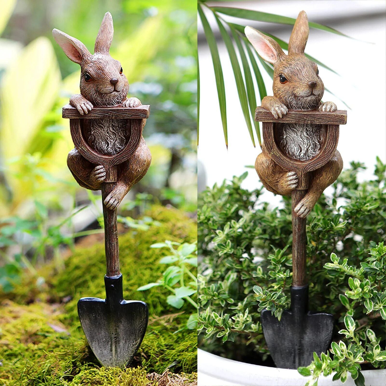 Charming Resin Animal Statues on Shovels