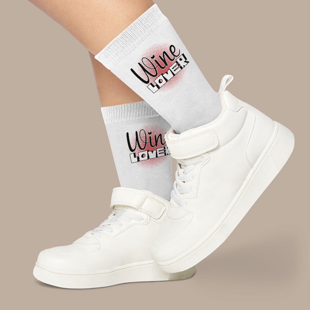 Wine Lover Socks - Best Print Novelty Socks - Cool Crew Socks