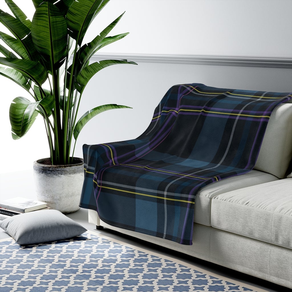 Blue Plaid Plush Throw - 3 Sizes