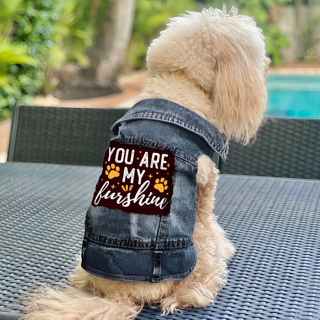 Cute Quote Dog Denim Vest - Furshine Dog Denim Jacket - Text Design Dog Clothing