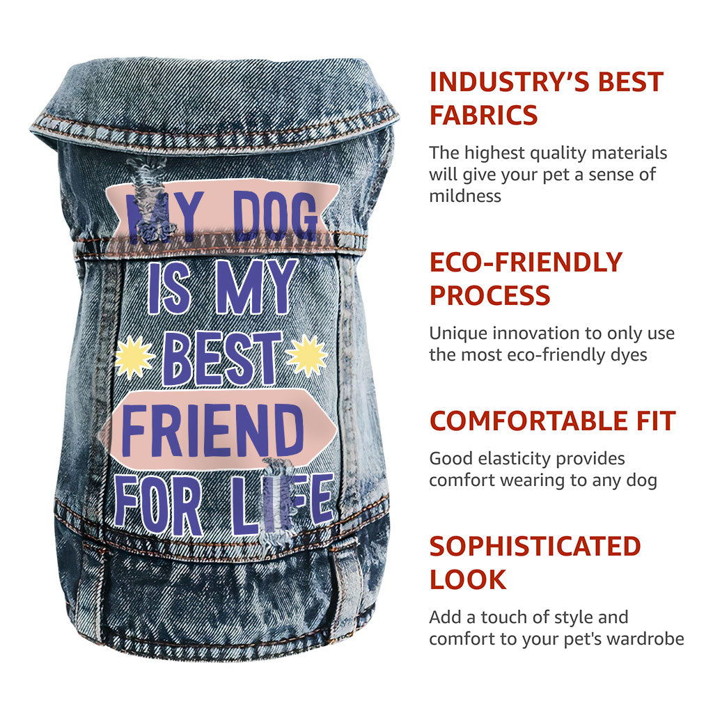 My Dog Is My Best Friend Dog Denim Vest - Cute Dog Denim Jacket - Art Dog Clothing