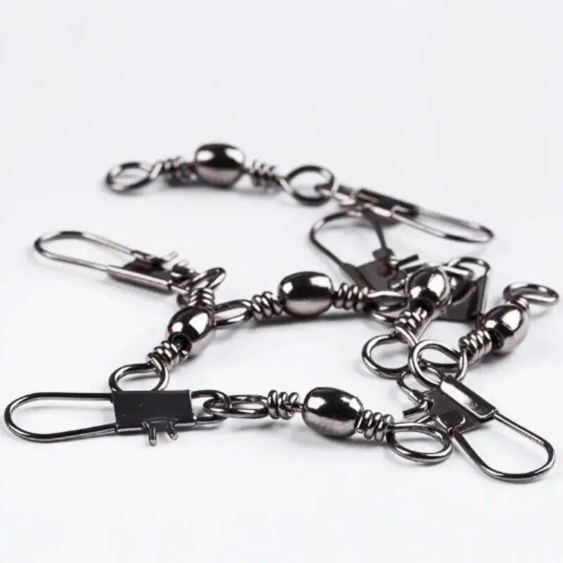 100-Pack Multipurpose Steel Alloy Fishing Swivels with Snap Fastlock