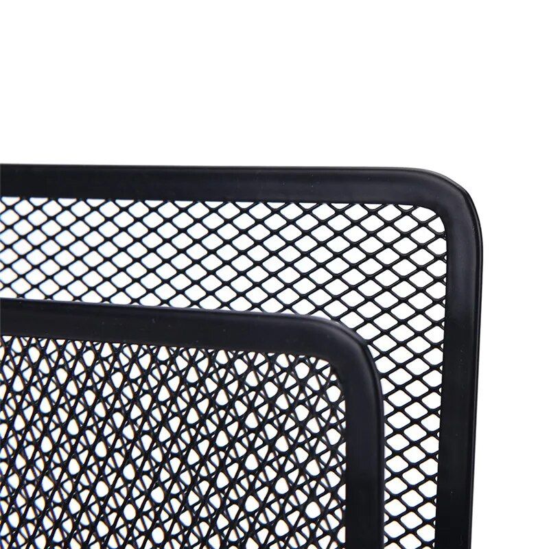 Sleek Black Metal Mesh Desk Organizer & Letter Sorter