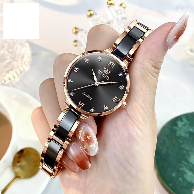 Elegant Women's Luxury Fashion Watch with Diamond Inlay, Waterproof & Luminous Quartz Wristwatch