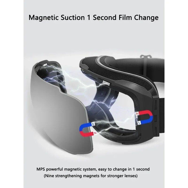 Quick-Change Magnetic Ski Goggles - Anti-Fog, Dual Layer Lens for Snowboarding & Skiing