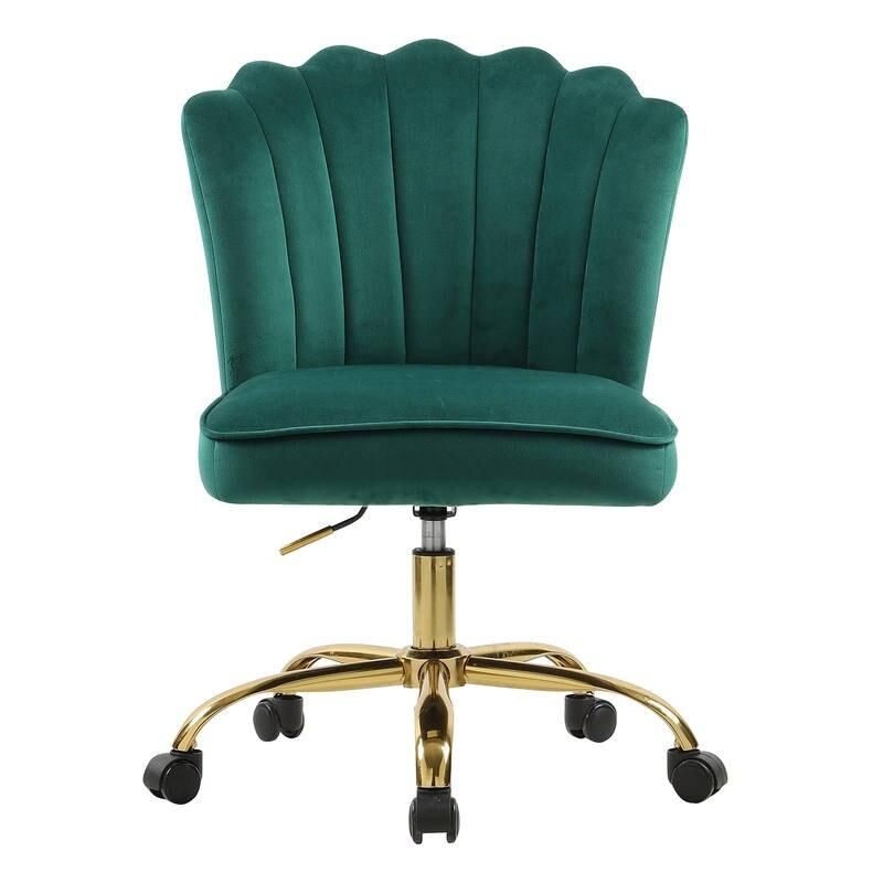 Chic Green Velvet Swivel Desk Chair: Ergonomic, Adjustable, and Rolling