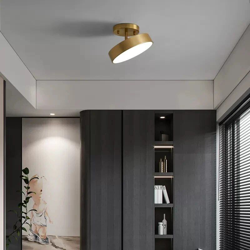 Elegant Copper Nordic Ceiling Light - Modern LED for Hallway, Aisle, and Balcony