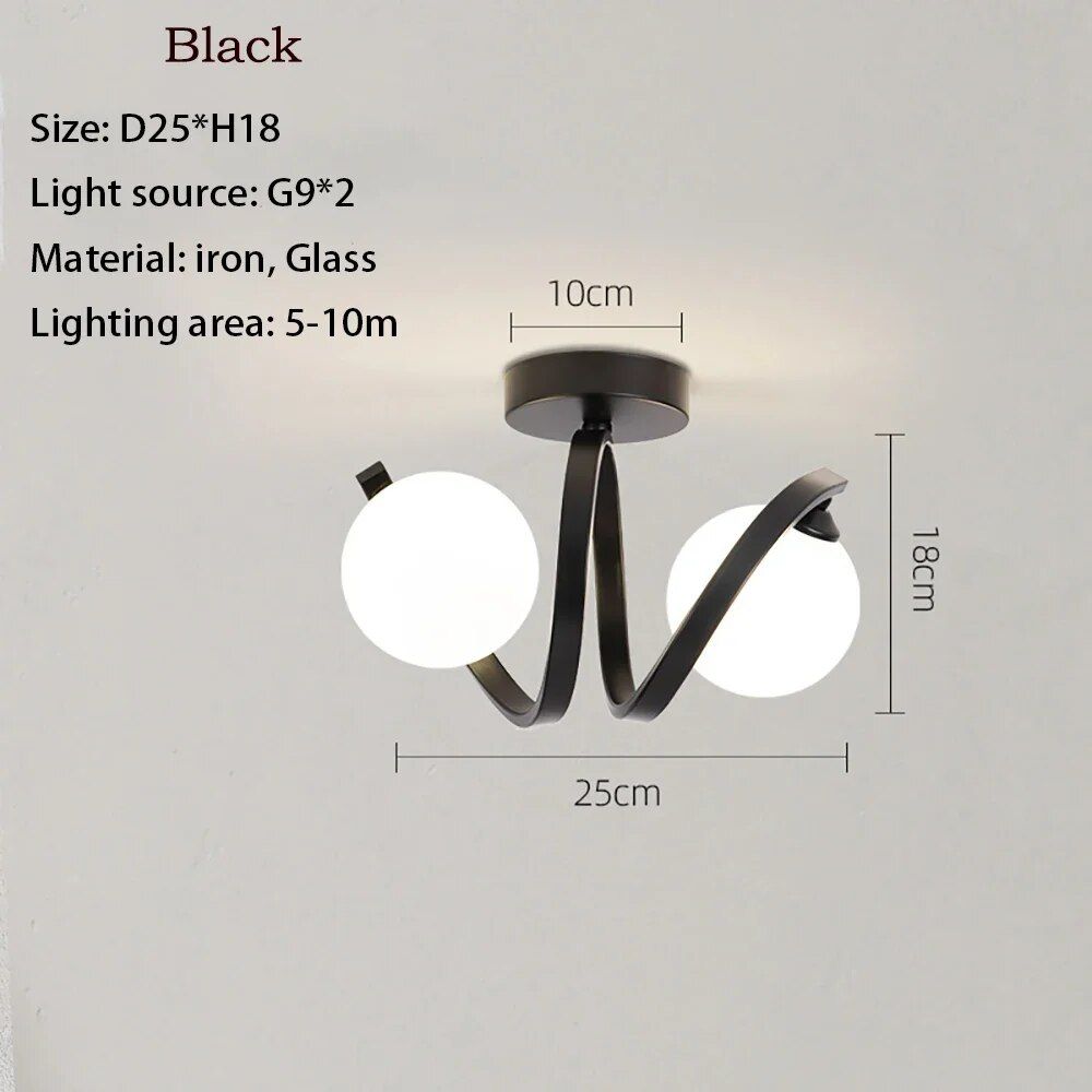 Elegant Modern Ceiling Lamp - Black and Gold Glass Lighting Fixture