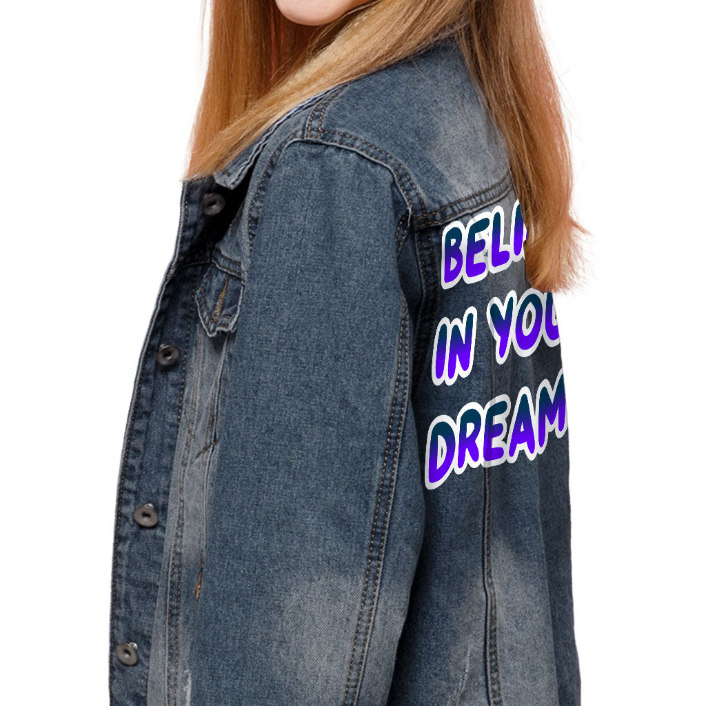 Inspirational Quote Kids' Denim Jacket - Cool Trendy Jean Jacket - Cute Design Denim Jacket for Kids