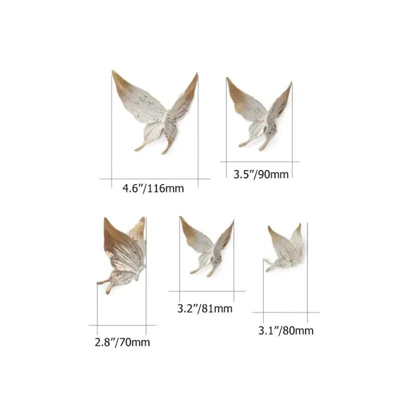 Elegant 5-Piece White & Gold 3D Butterfly Wall Decor - Resin Sculptures for Home