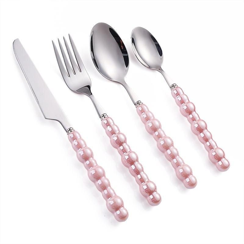 Luxurious European Pearl-Style Stainless Steel Cutlery Set