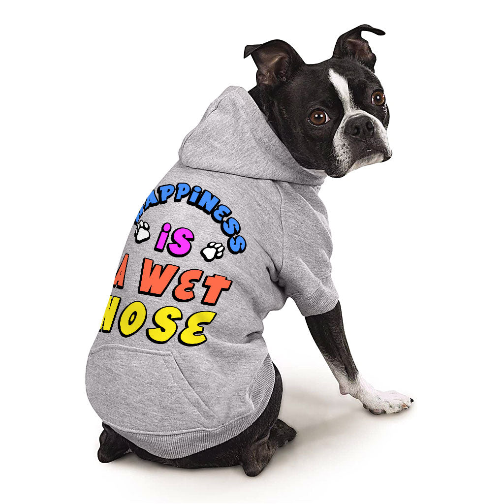 Happiness Is a Wet Nose Dog Hoodie with Pocket - Colorful Dog Coat - Quote Dog Clothing