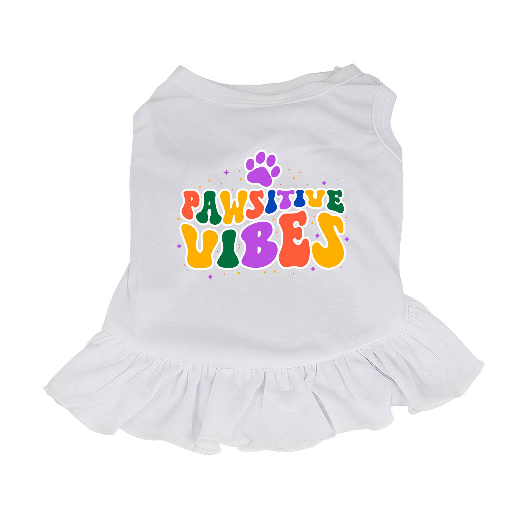 Pawsitive Vibes Dog Sundress - Colorful Text Dog Dress Shirt - Cool Dog Clothing