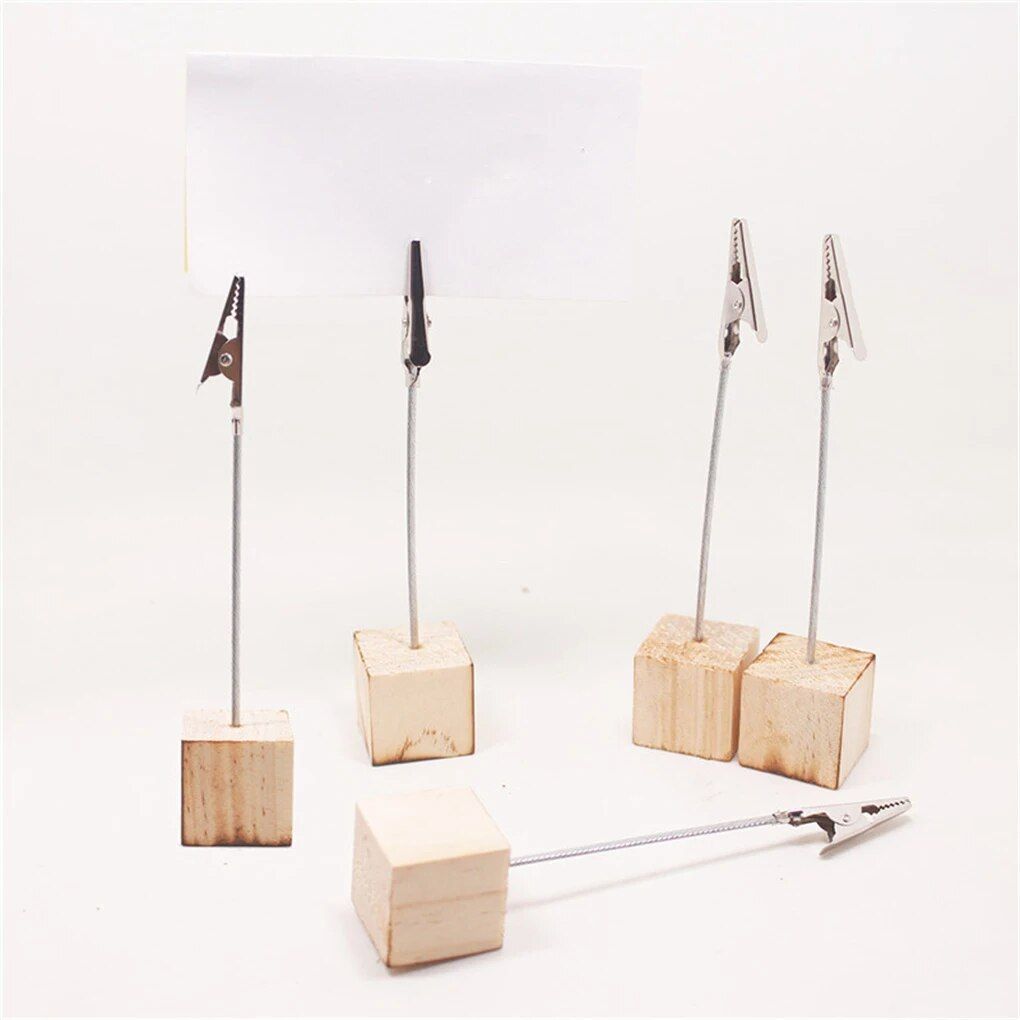 Elegant Wooden Metallic Clip Memo Holders