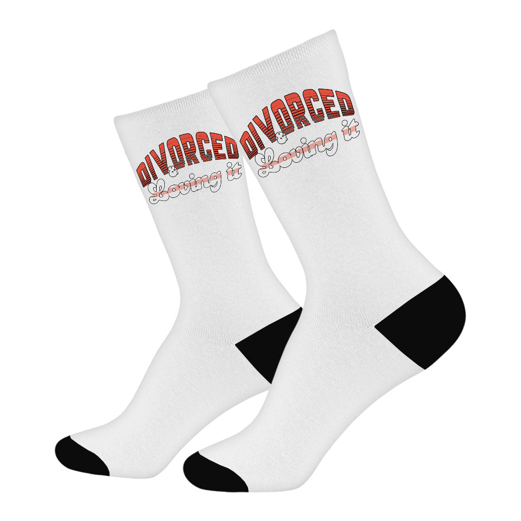 Divorced Socks - Funny Saying Novelty Socks - Printed Crew Socks