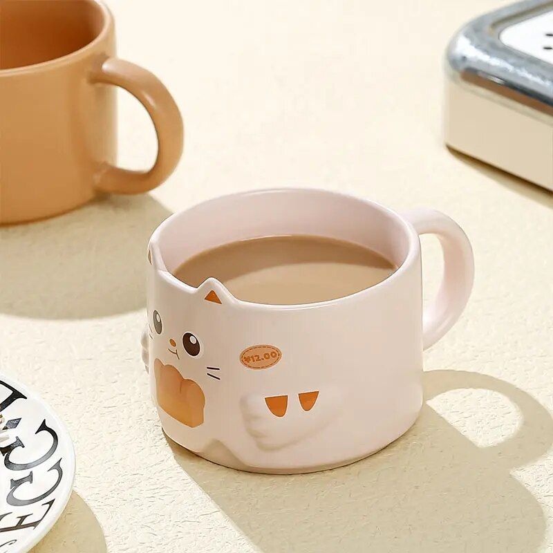 Ceramic Cat Ear Mug 300ML - Eco-Friendly Cartoon Porcelain Coffee Cup