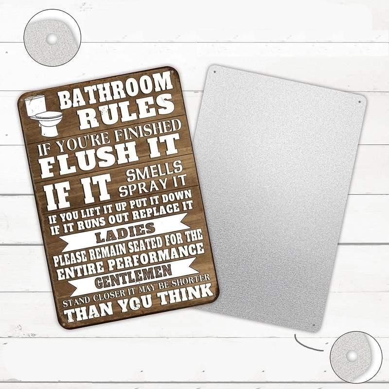 Charming Farmhouse Bathroom Humor Metal Tin Sign