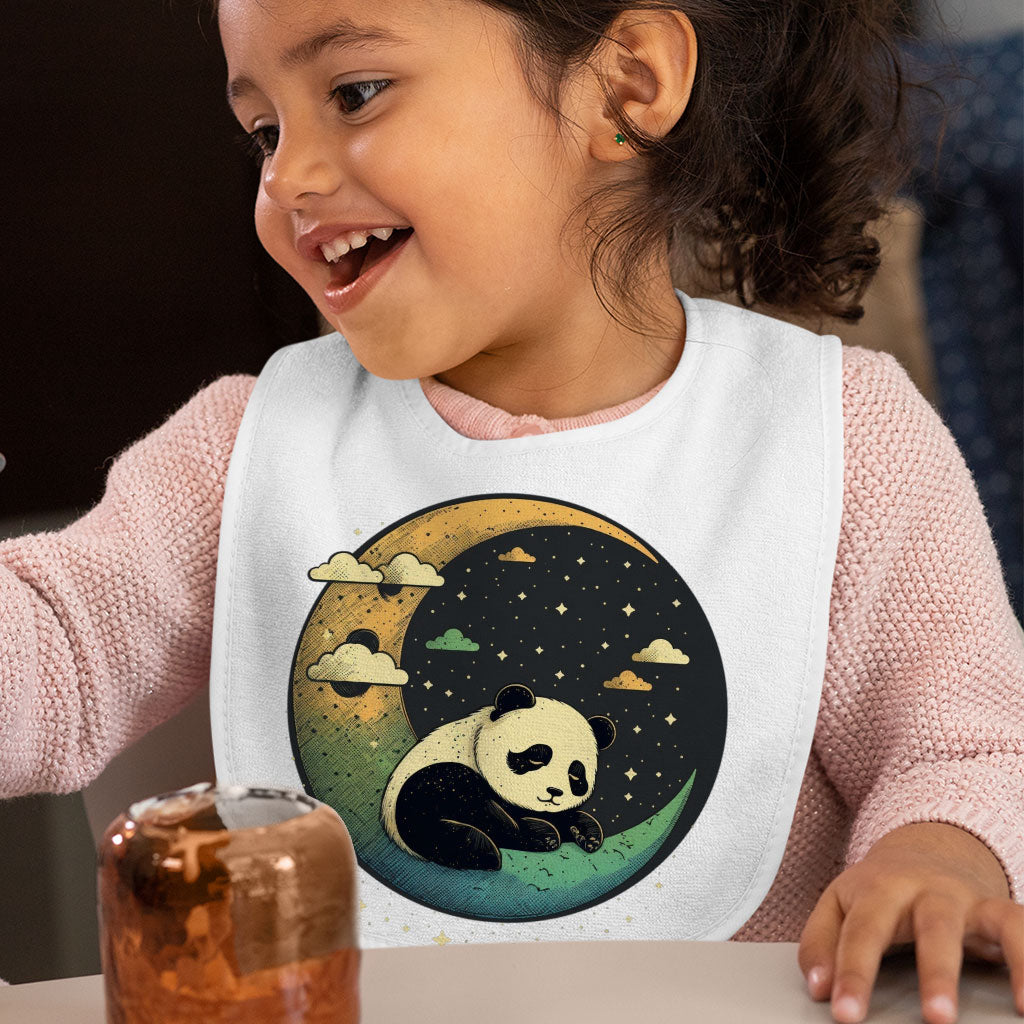 Cute Panda Baby Bibs - Moon Print Baby Feeding Bibs - Illustration Bibs for Eating