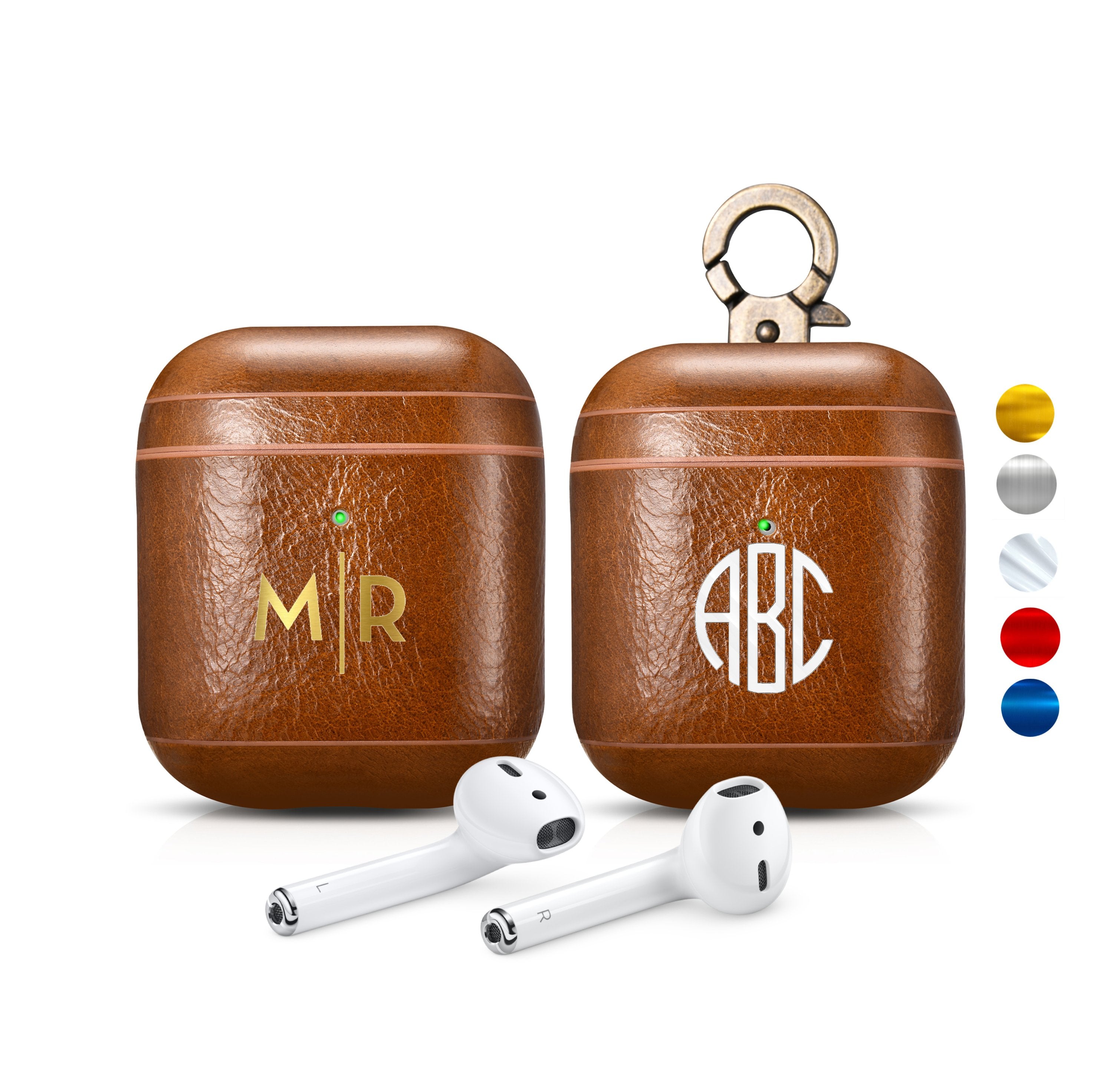 AirPods 2 (LED Visible) Personalized Custom Case Luxury Light Brown