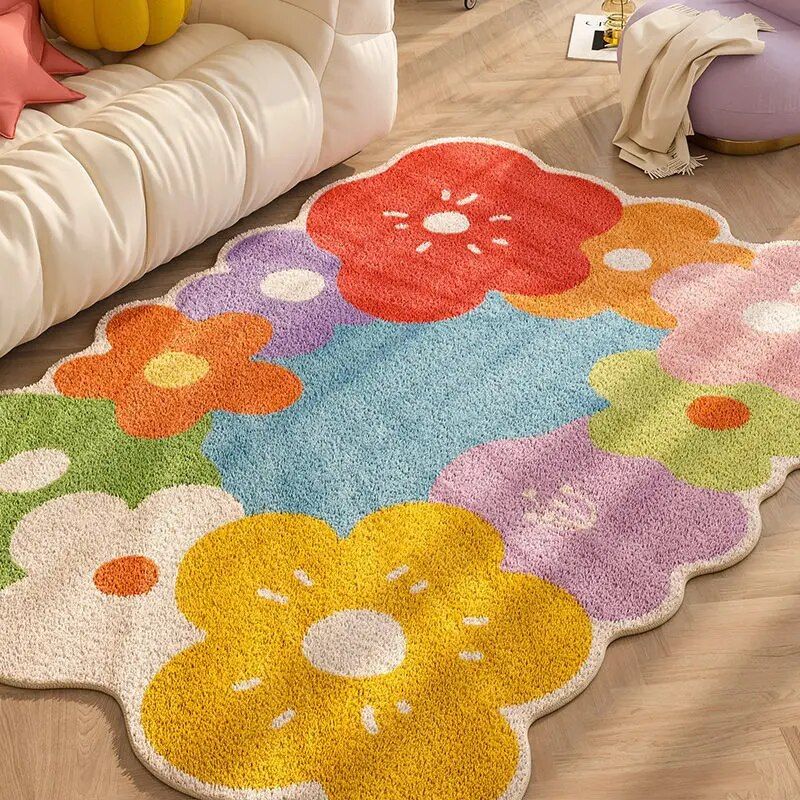 Floral Carpet for Living Room Plush Rug