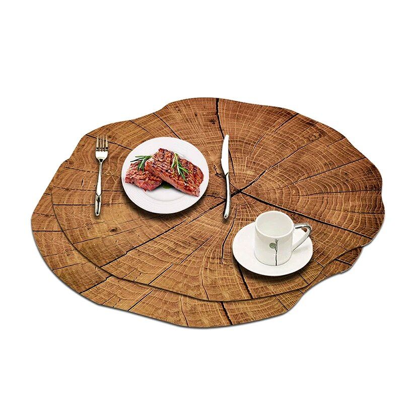 Eco-Friendly Wood Grain Heat Resistant Trivet Mat Set for Kitchen - 6pcs