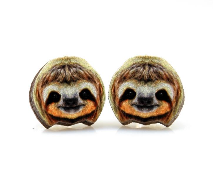 Sloth Stud Earrings #3082 | Red Sunflower