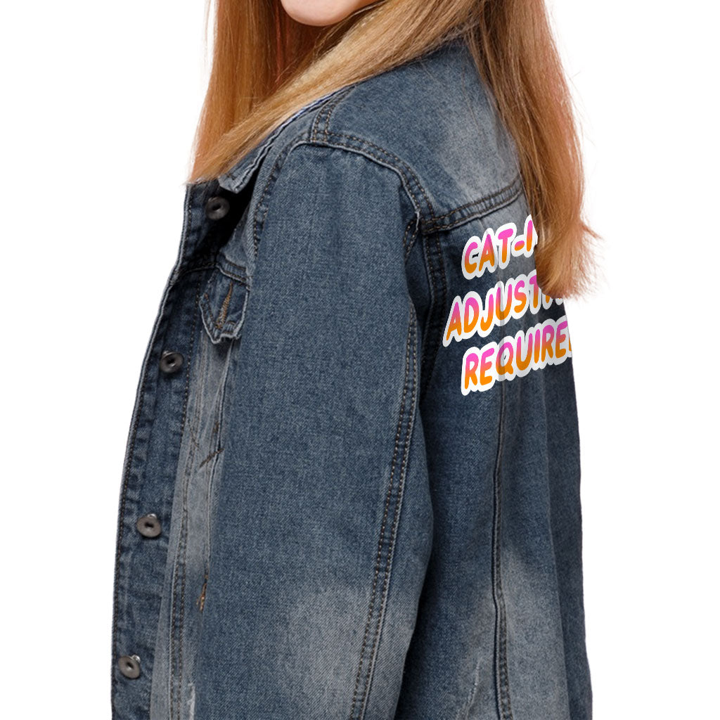 Cat Themed Kids' Denim Jacket - Funny Design Jean Jacket - Best Print Denim Jacket for Kids