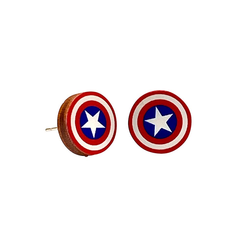 American Shield Stud Earrings #3099 | Red Sunflower