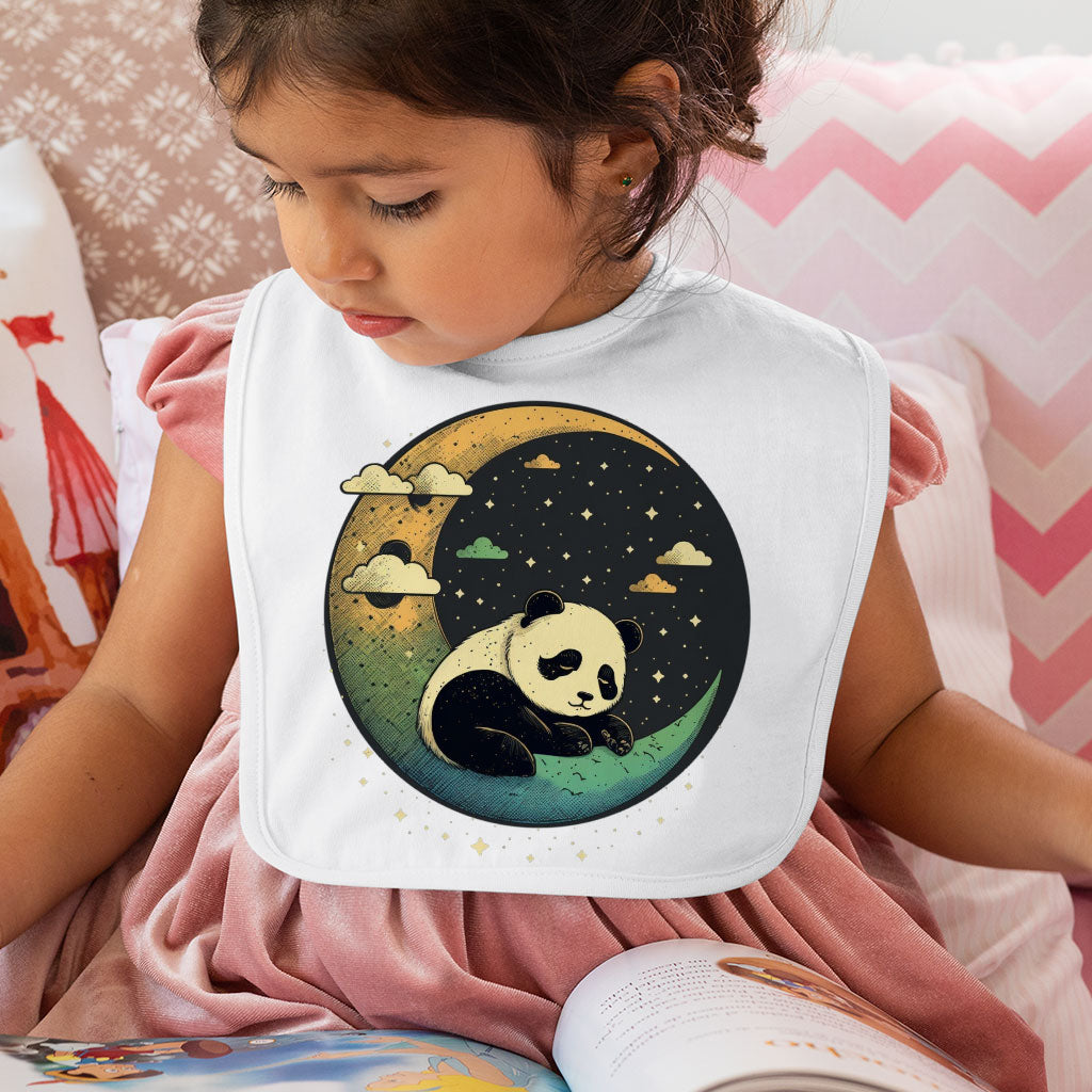 Cute Panda Baby Bibs - Moon Print Baby Feeding Bibs - Illustration Bibs for Eating