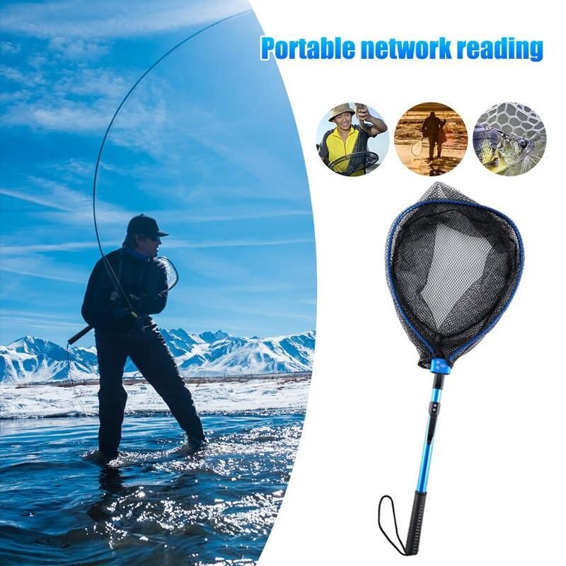 Ultra-Light Folding Fish Landing Net with Anti-Slip Handle and Rubber Mesh