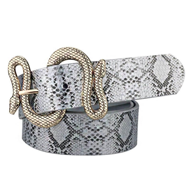 High-Quality Snake Shape Pin Buckle Leather Belt for Women