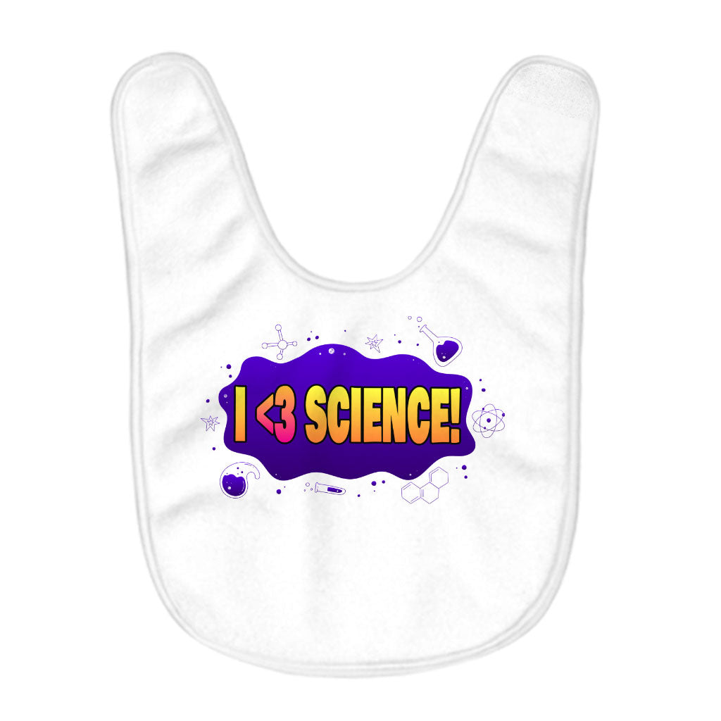 I Love Science Baby Bibs - Graphic Baby Feeding Bibs - Cool Bibs for Eating