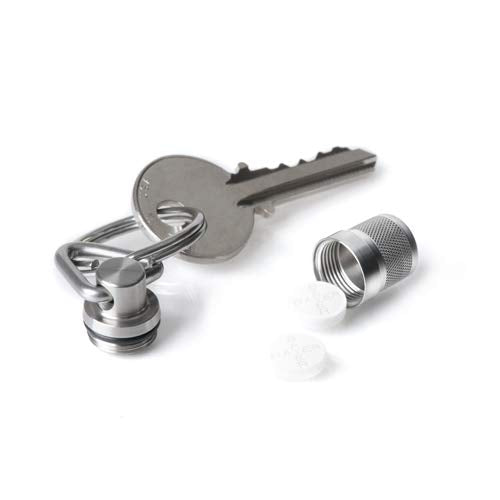 GUS Micro Pill Fob, Made in USA, Stainless Steel Keychain Pill Holder, Holds Two Emergency Aspirin, Ultra Compact Design