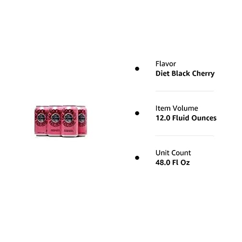 Dr. Brown Soda Black Cherry Diet, 12 Fl Oz (Pack of 4)