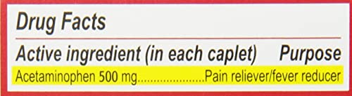 Tylenol Extra Strength Pain Reliever and Fever Reducer Caplets, 500 mg Acetaminophen Pain Relief Pills for Headache, Backache, Toothache & Minor Arthritis Pain Relief; 100 ct.; Pack of 1