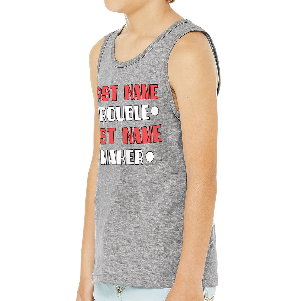 Trouble Maker Kids' Jersey Tank - Funny Sleeveless T-Shirt - Cool Kids' Tank Top